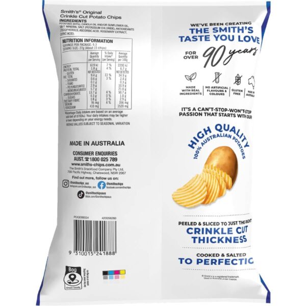 Smith's Crinkle Cut Potato Chips Original 170g