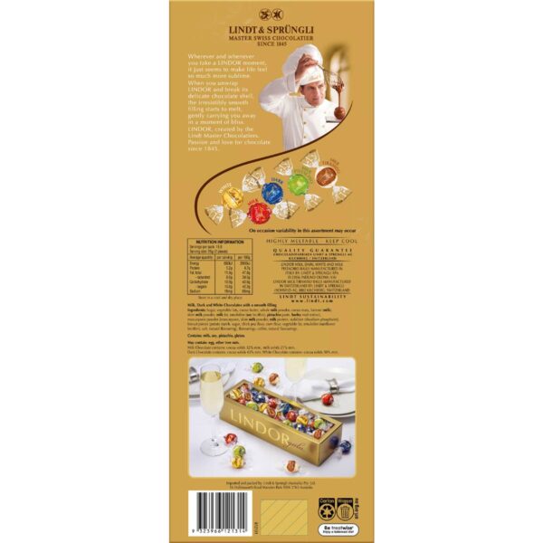 Lindt Lindor Champagne Gala Assorted Chocolate Gift Box 396g